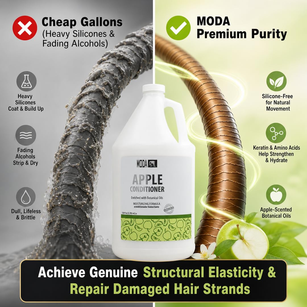 MODA Moisturizing Conditioner for All Hair Types – Professional Treatment – Balsam and Protein Formula – Strengthens, Hydrates, Adds Volume, Restores Shine and Protects Color