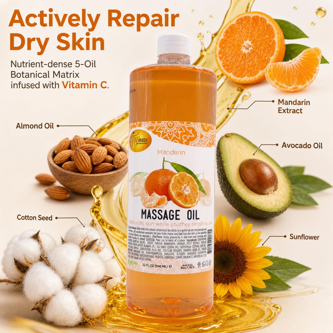 SPA REDI Massage Oil - Soothing Relief for Sore Muscles &amp; Hydrated Skin