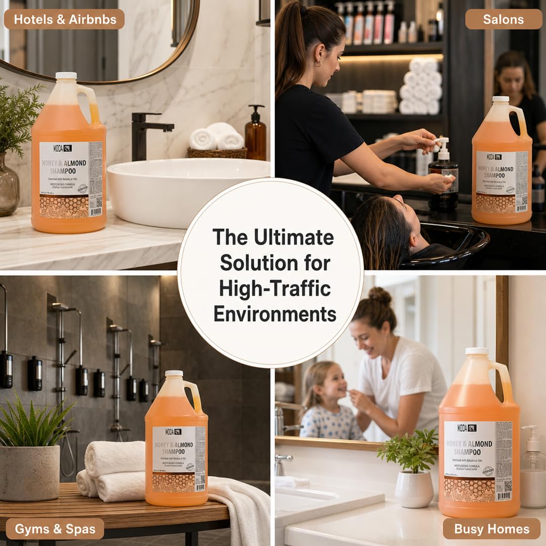 MODA - Moisturizing Shampoo for All Hair Types, Balsam and Protein, Professional - Deep Cleansing and Conditioning - Strengthens, Restores, and Adds Shine