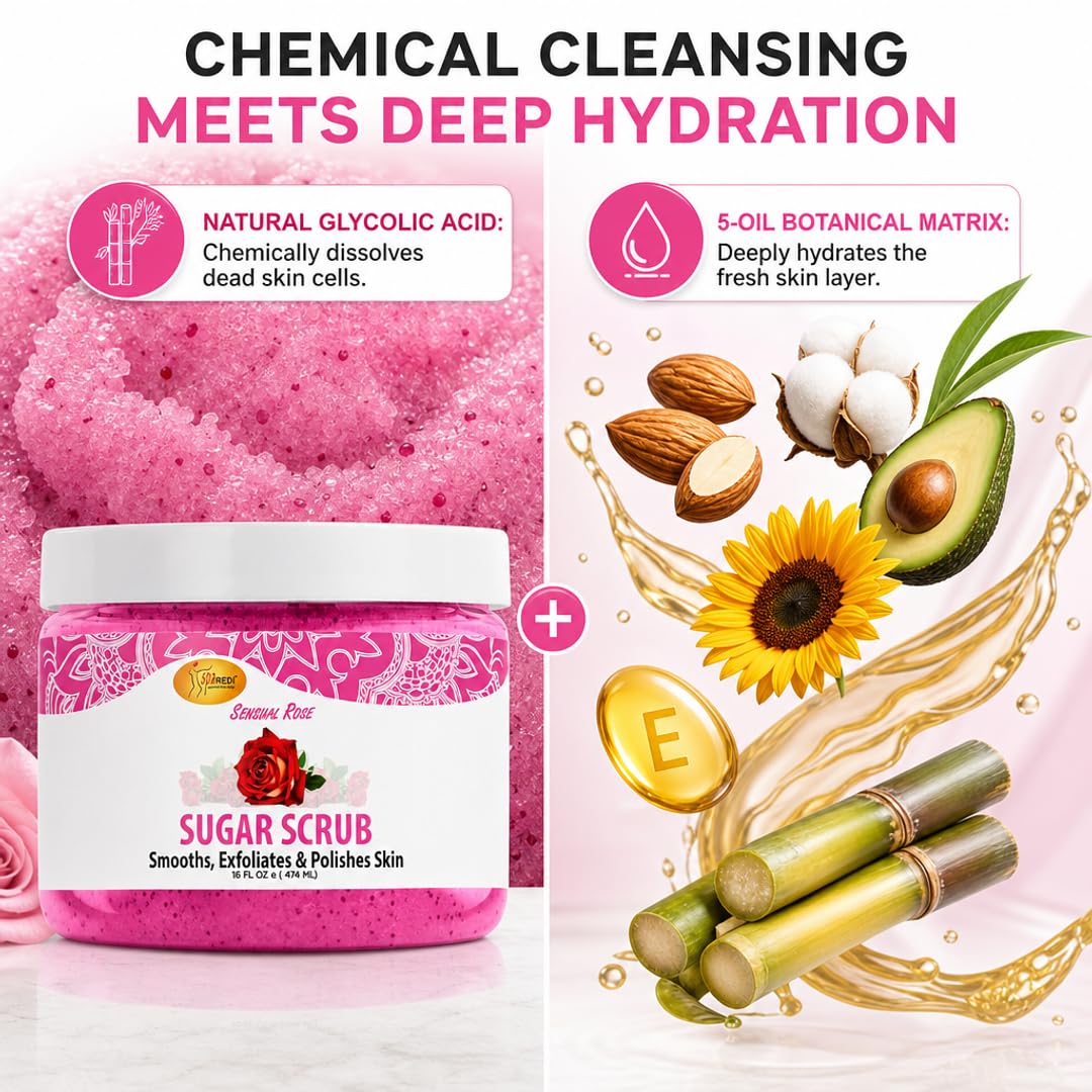 SPA REDI Sugar Body Scrub - Exfoliating &amp; Moisturizing for Smooth, Fresh Skin