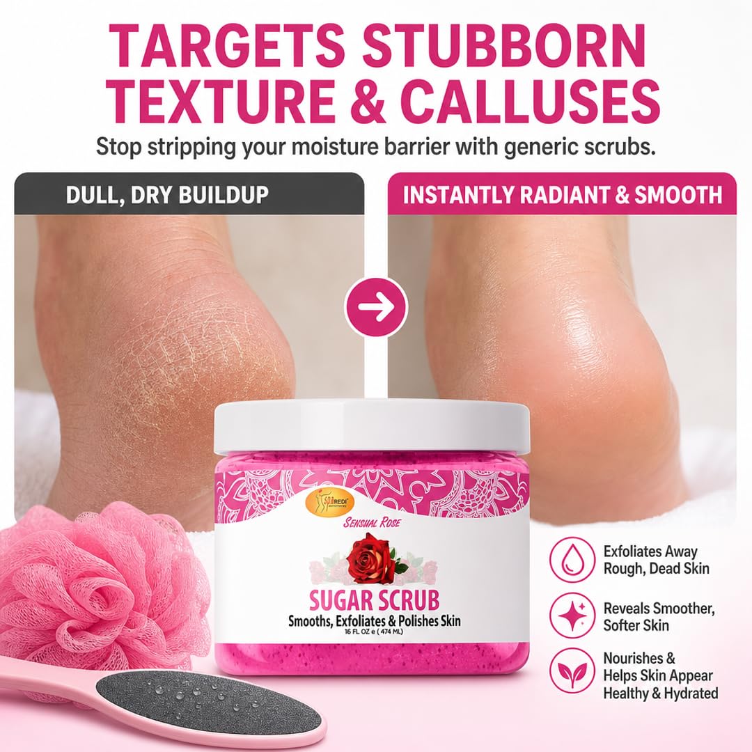 SPA REDI Sugar Body Scrub - Exfoliating &amp; Moisturizing for Smooth, Fresh Skin