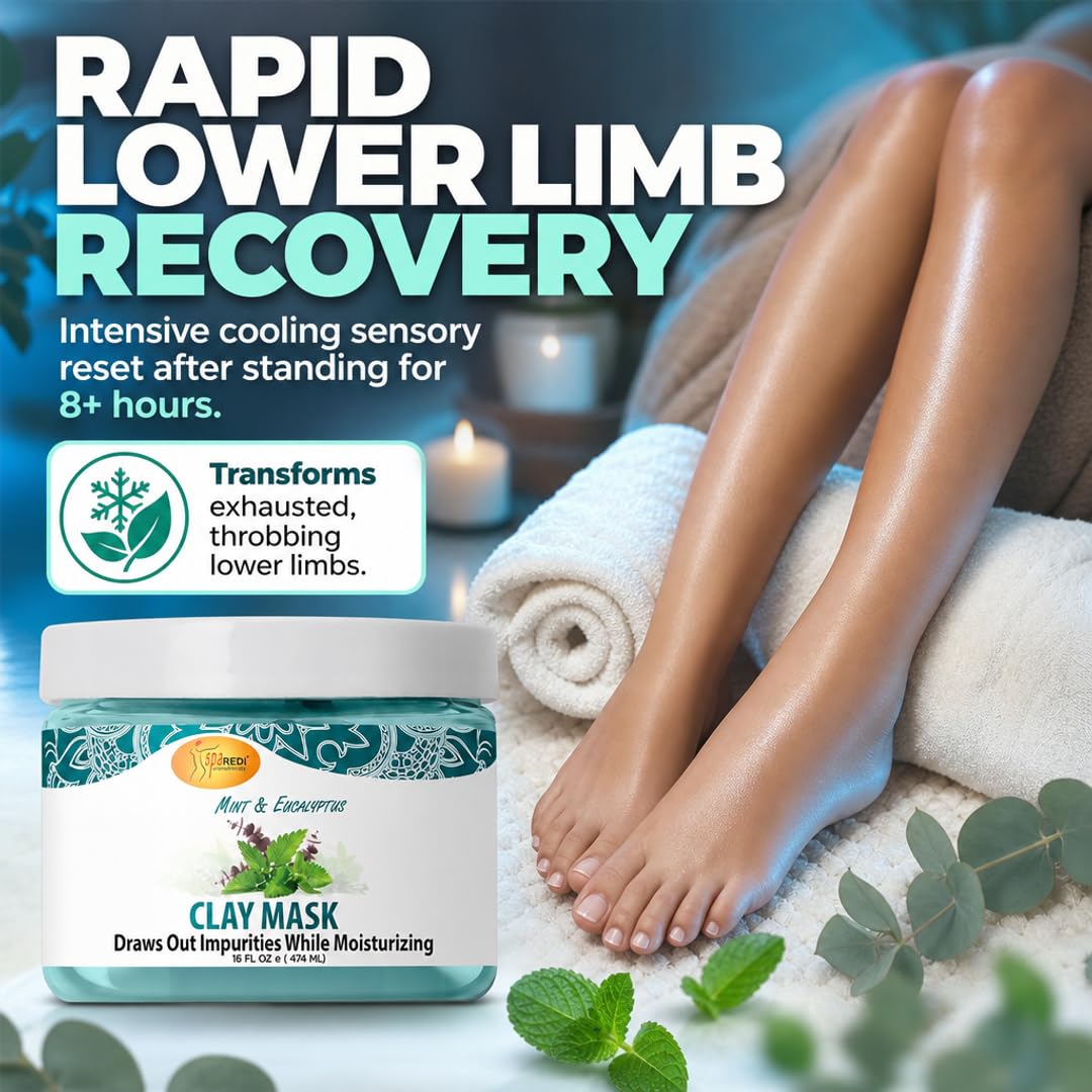 SPA REDI Clay Mask - Detoxifying, Hydrating &amp; Pore Purifying for Body and Pedicure