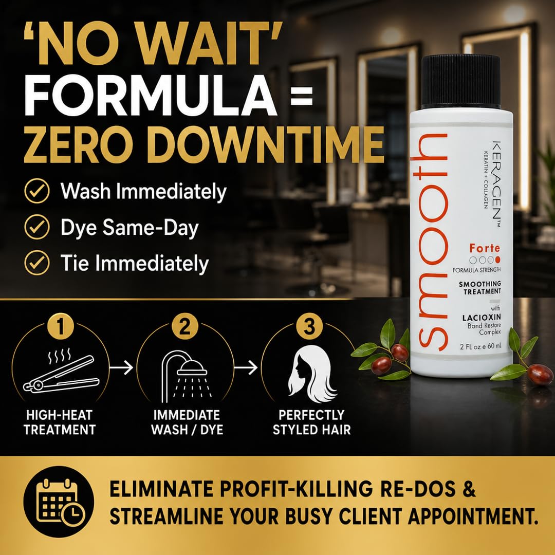 KERAGEN Brazilian Keratin Treatment - Professional Smoothing Kit for Frizzy Hair