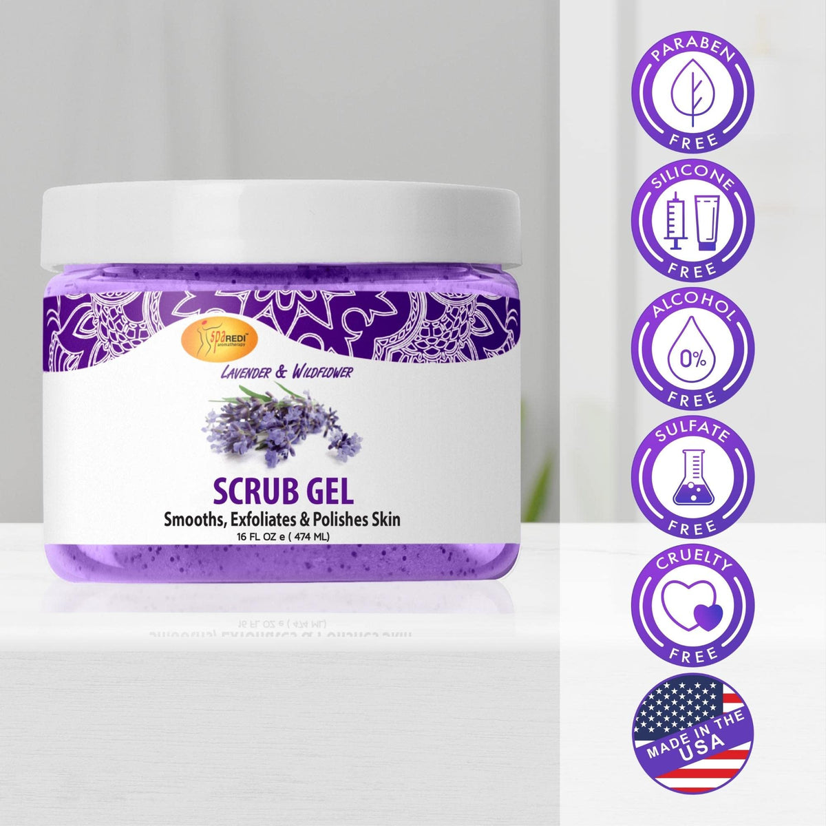 SPA REDI Exfoliating Scrub Pumice Gel - Hydrating Body Exfoliator with Hyaluronic Acid - Refresh &amp; Revitalize