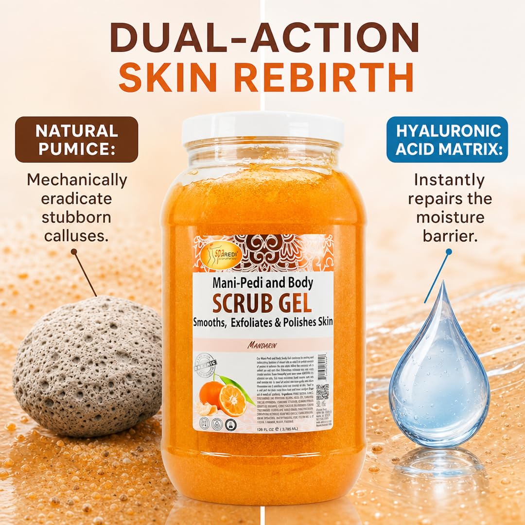 SPA REDI Exfoliating Scrub Pumice Gel - Hydrating Body Exfoliator with Hyaluronic Acid - Refresh &amp; Revitalize