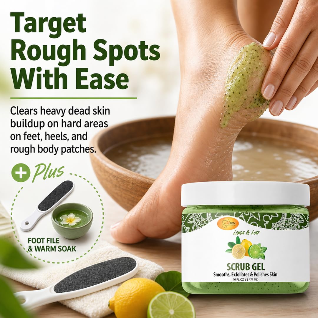 SPA REDI Exfoliating Scrub Pumice Gel - Hydrating Body Exfoliator with Hyaluronic Acid - Refresh &amp; Revitalize