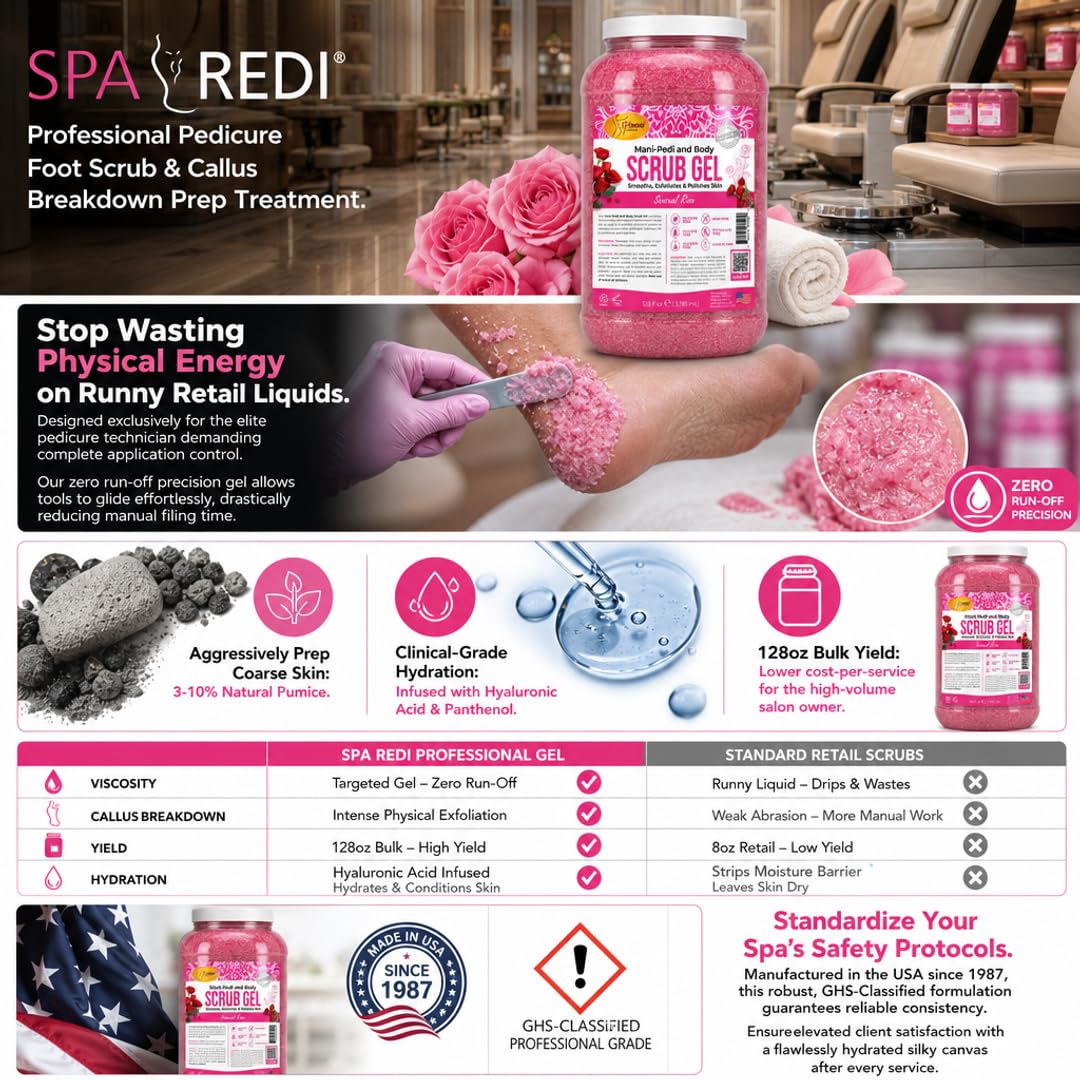 SPA REDI Exfoliating Scrub Pumice Gel - Hydrating Body Exfoliator with Hyaluronic Acid - Refresh &amp; Revitalize
