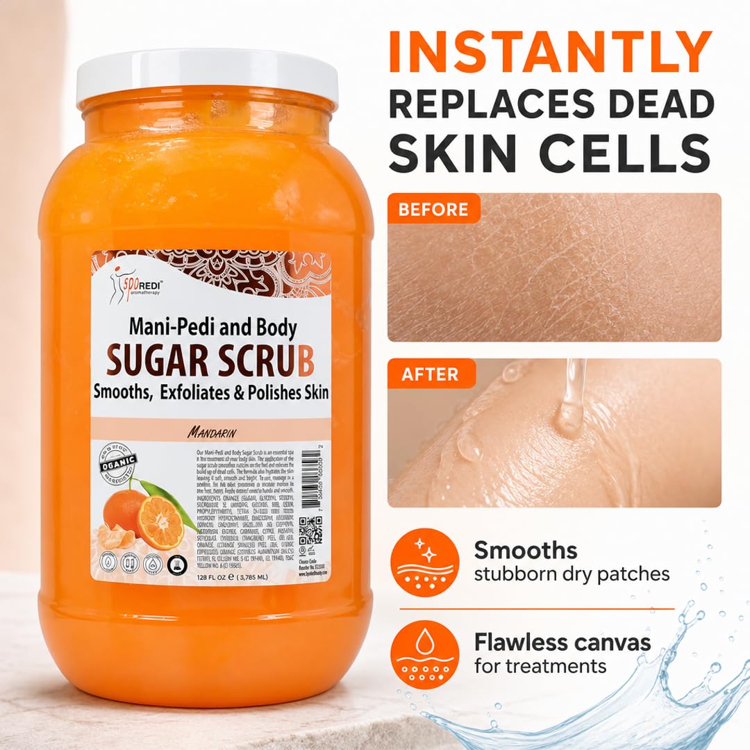 SPA REDI Sugar Body Scrub - Exfoliating &amp; Moisturizing for Smooth, Fresh Skin