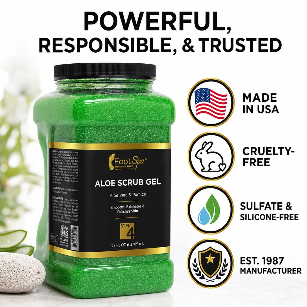 Foot Spa Exfoliating Scrub Gel – Bulk Refill Gallon for Manicure, Pedicure &amp; Body – Infused with Aloe Vera &amp; Salicylic Acid – Professional Exfoliator for Smooth, Polished &amp; Hydrated Skin