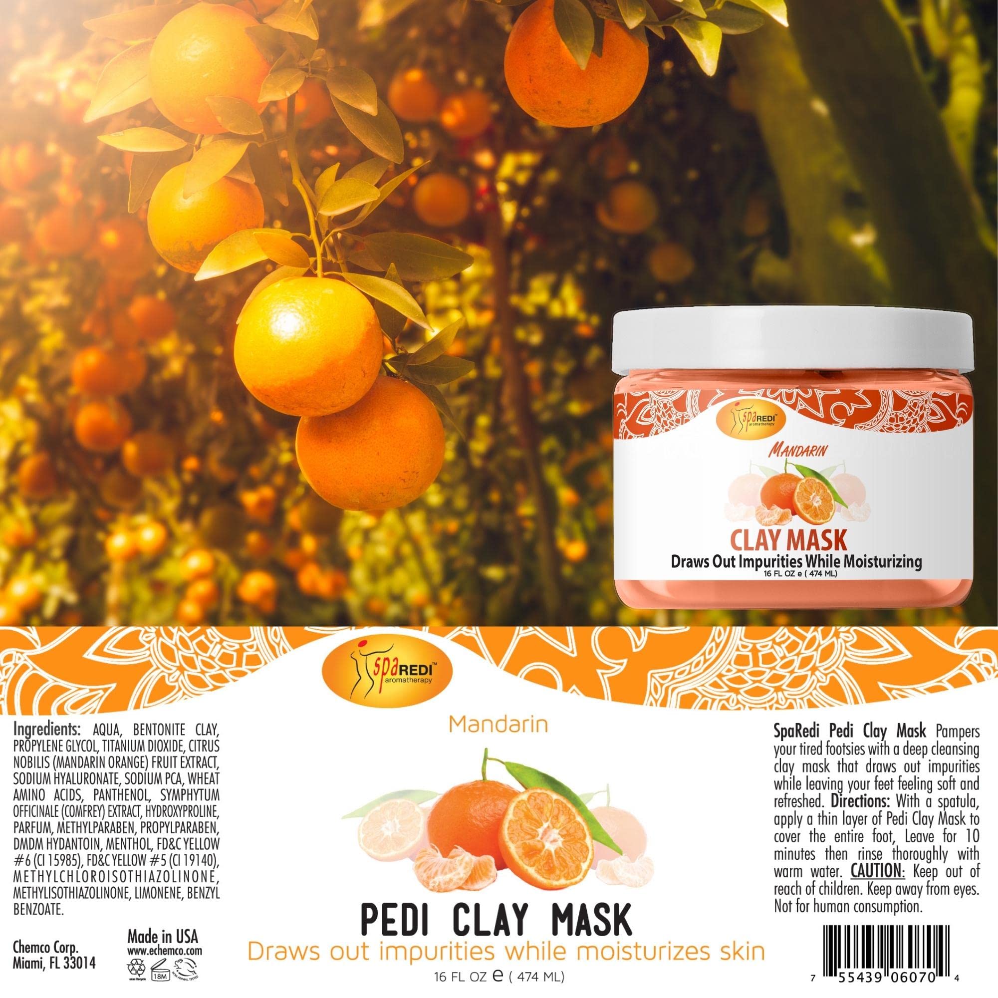 SPA REDI Clay Mask - Detoxifying, Hydrating &amp; Pore Purifying for Body and Pedicure
