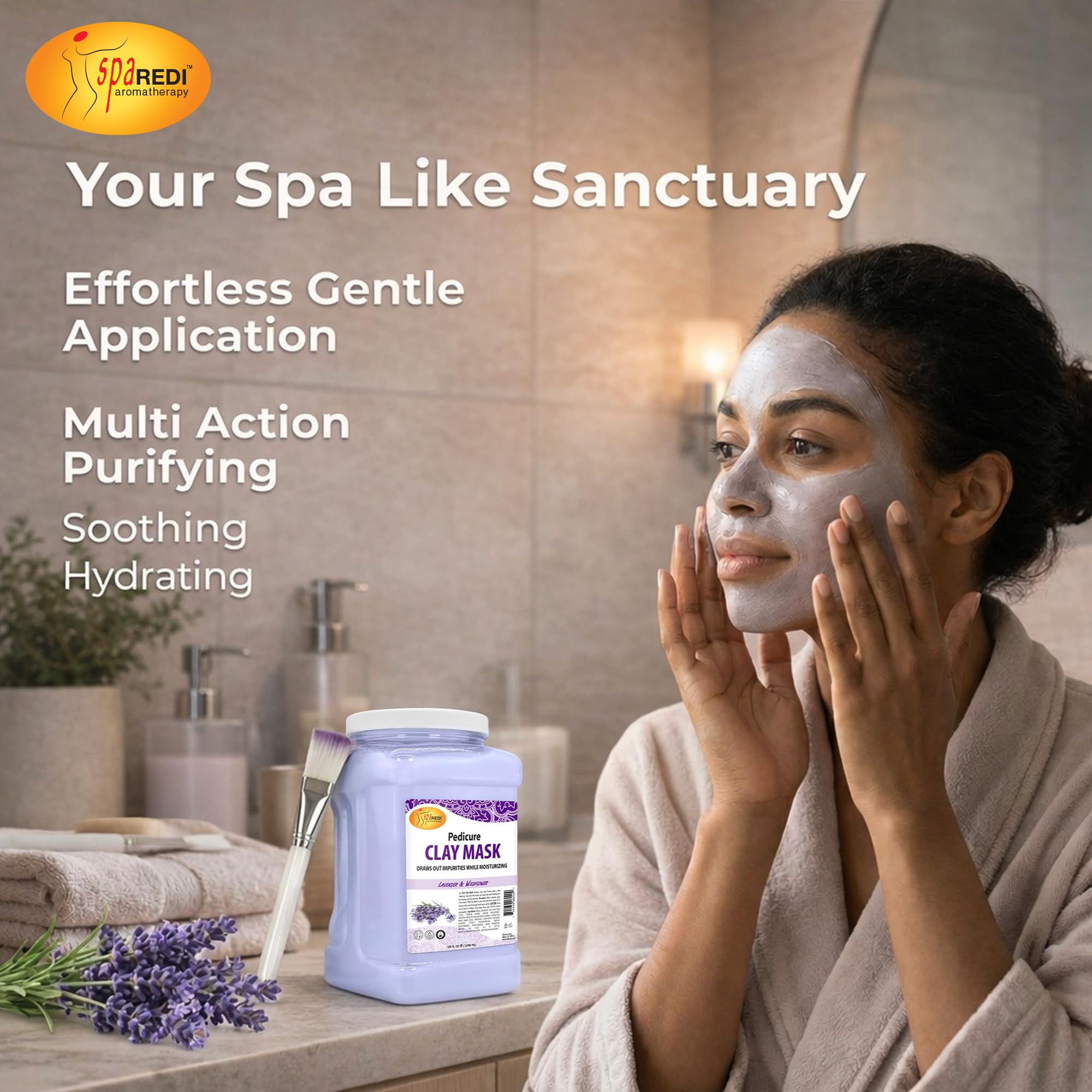 SPA REDI Clay Mask - Detoxifying, Hydrating &amp; Pore Purifying for Body and Pedicure - Beauty Market Online