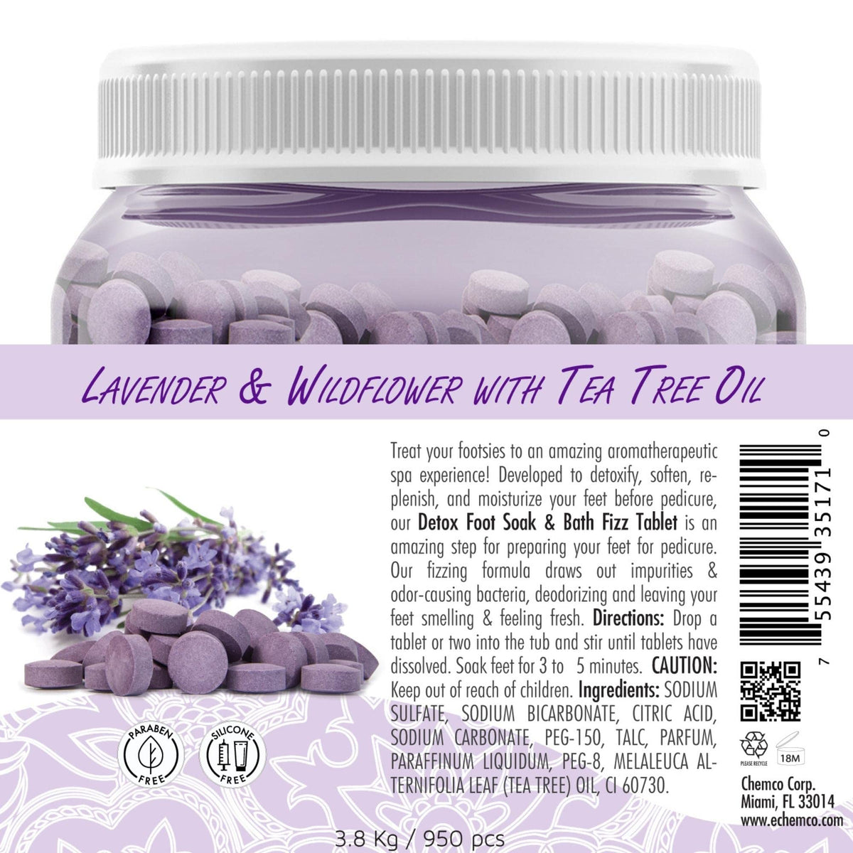 SPA REDI Bath Fizz Tablets - Mandarin Scented - Relaxing Soak for Luxurious Baths - 950 Tablets - 128oz