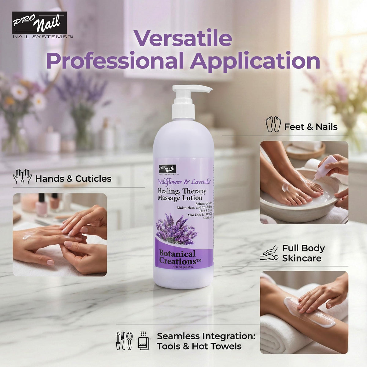 PRO NAIL Healing Therapy Massage Lotion – Moisturizing Lotion for Pedicure, Manicure &amp; Massage