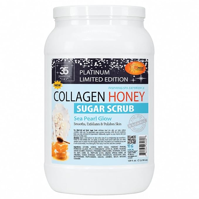 SPA REDI Citrus Crush Body Sugar Scrub – Granulated Sucrose Exfoliant with Hydrolyzed Collagen, Argan Oil &amp; Honey | Salon Backbar &amp; At-Home Use | Made in USA | 1 Gallon