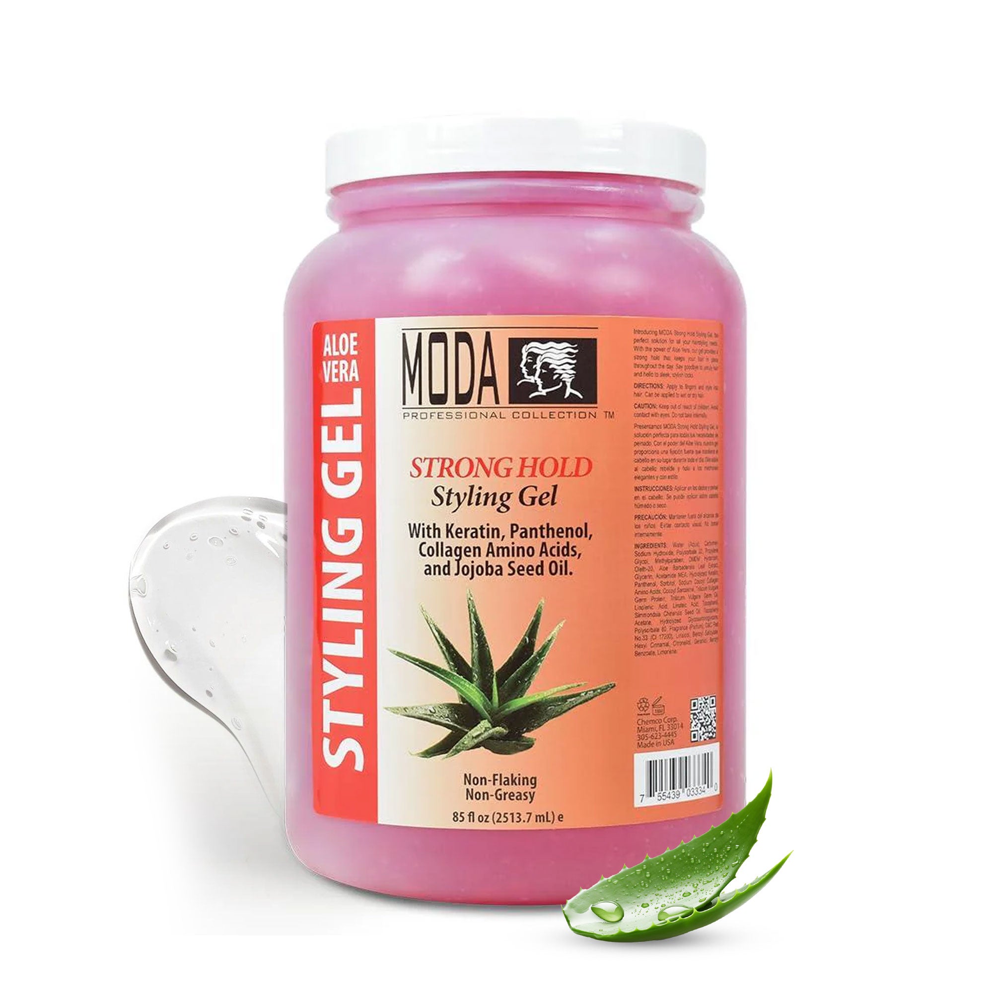 Moda Strong Hold Styling Gel With Glycerin, Keratin, Panthenol, Collagen Amino Acids, Jojoba Oil, and Vitamin E Long L