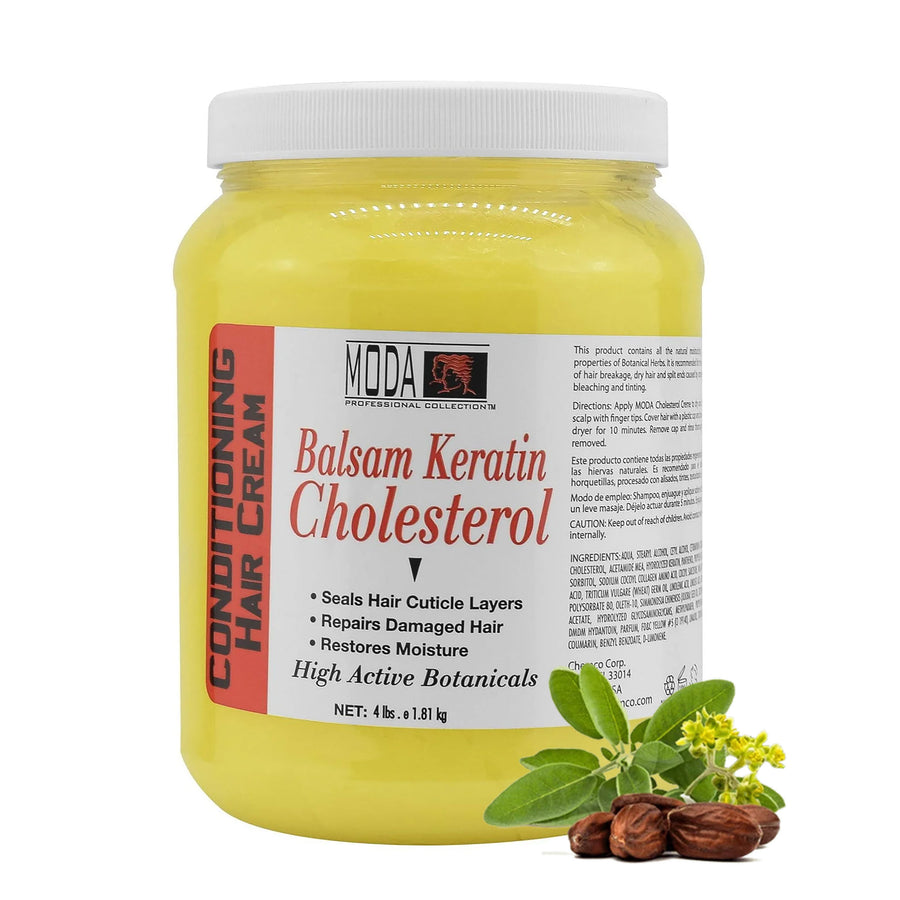 MODA - Cholesterol Deep Conditioning Hair Cream, 64 Oz – Enriched with Keratin, Panthenol, Collagen Amino Acids, Jojoba Oil & Vitamin E – Intense Moisture Repair for Dry, Damaged Hair – Professional Treatment