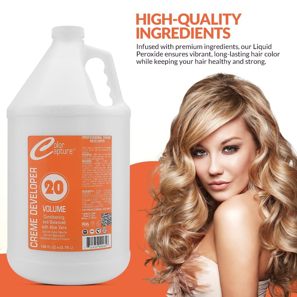 COLOR CAPTURE 20 Vol Liquid Peroxide - Hair Color Developer - Enhance Color & Lift - 1 Gallon - Beauty Market Online