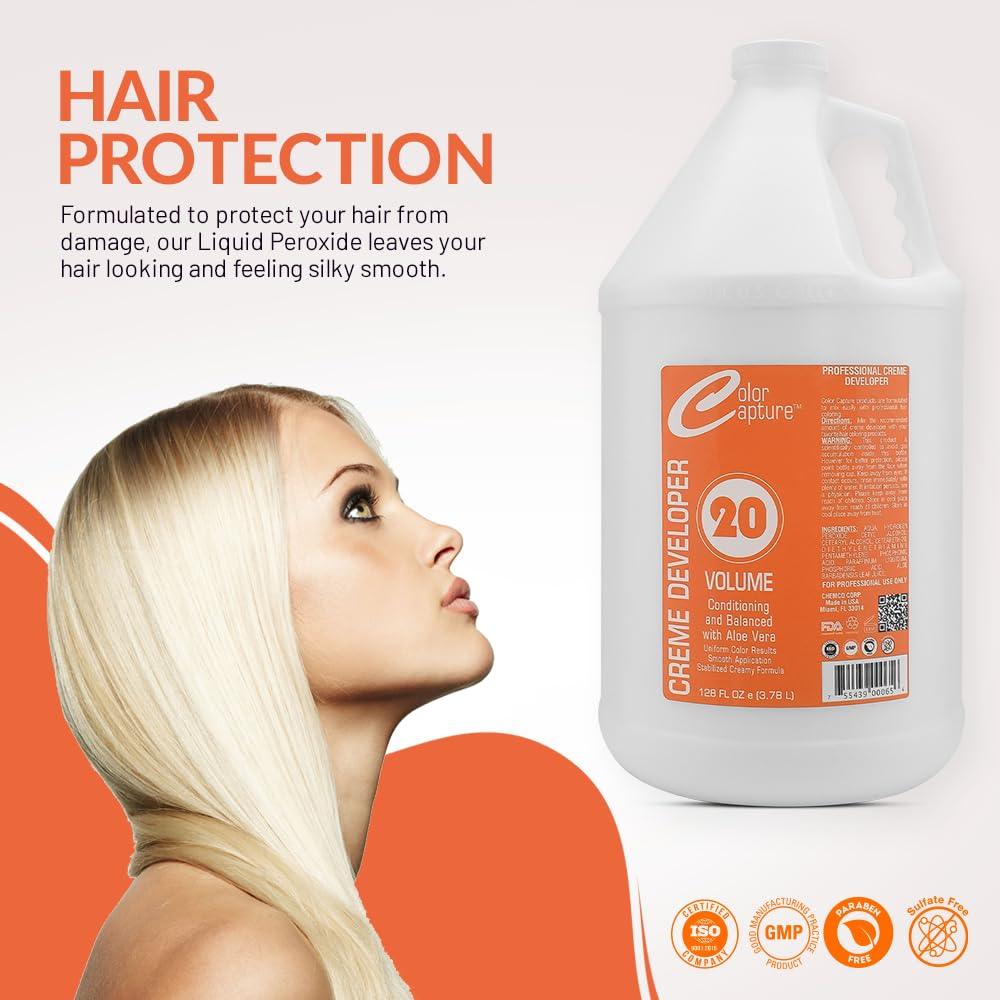 COLOR CAPTURE 20 Vol Liquid Peroxide - Hair Color Developer - Enhance Color & Lift - 1 Gallon - Beauty Market Online