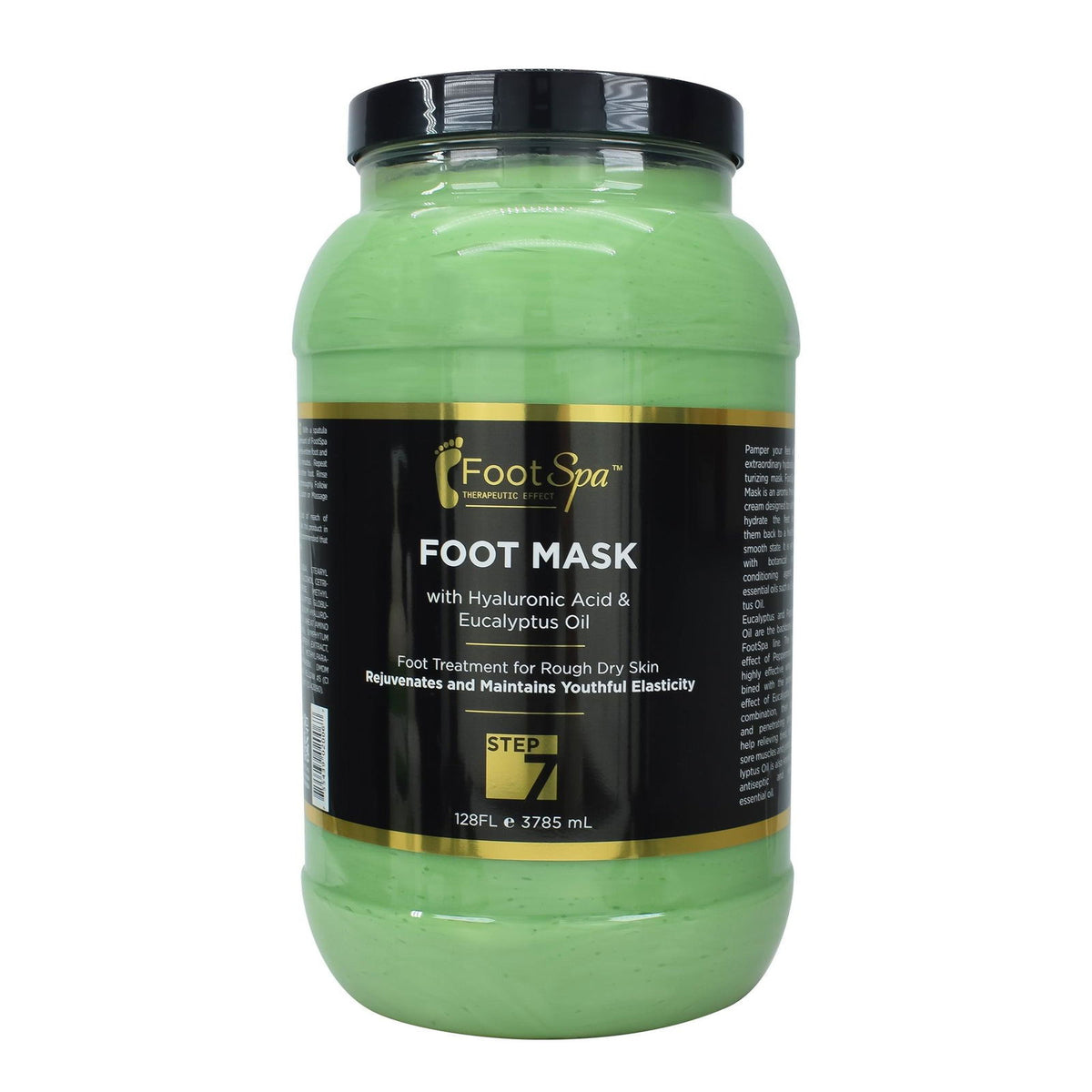 Foot Spa Cream Mask – 128oz Bulk Refill Gallon with Peppermint & Eucalyptus Oil – Hydrating Pedicure & Massage Treatment for Tired Feet & Body – Infused with Hyaluronic Acid, Amino Acids & Panthenol