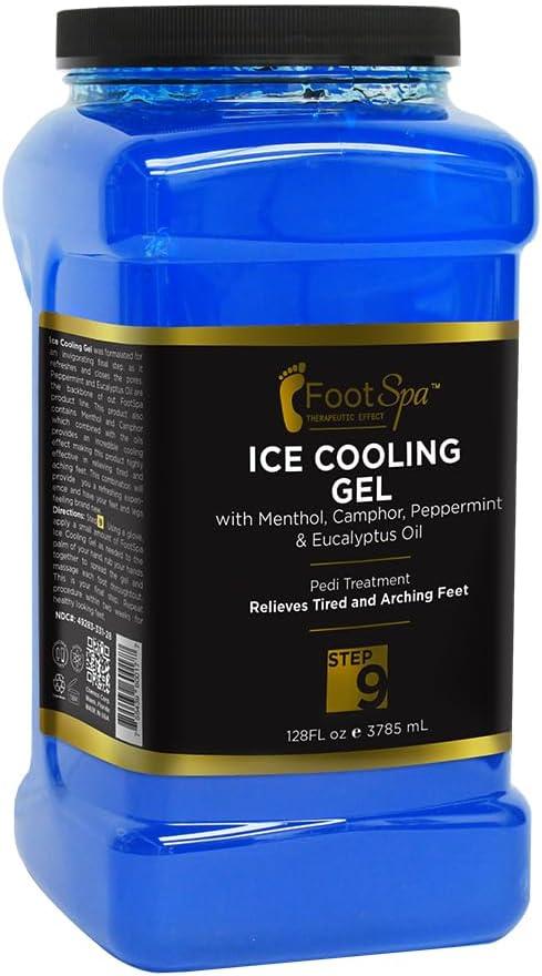 Foot Spa Massage Cooling Gel – Professional Strength Ice Cooling Therapy for Pedicure & Foot Care – Infused with Menthol, Camphor, Peppermint & Eucalyptus Oil for Soothing Relief & Refreshing Hydration