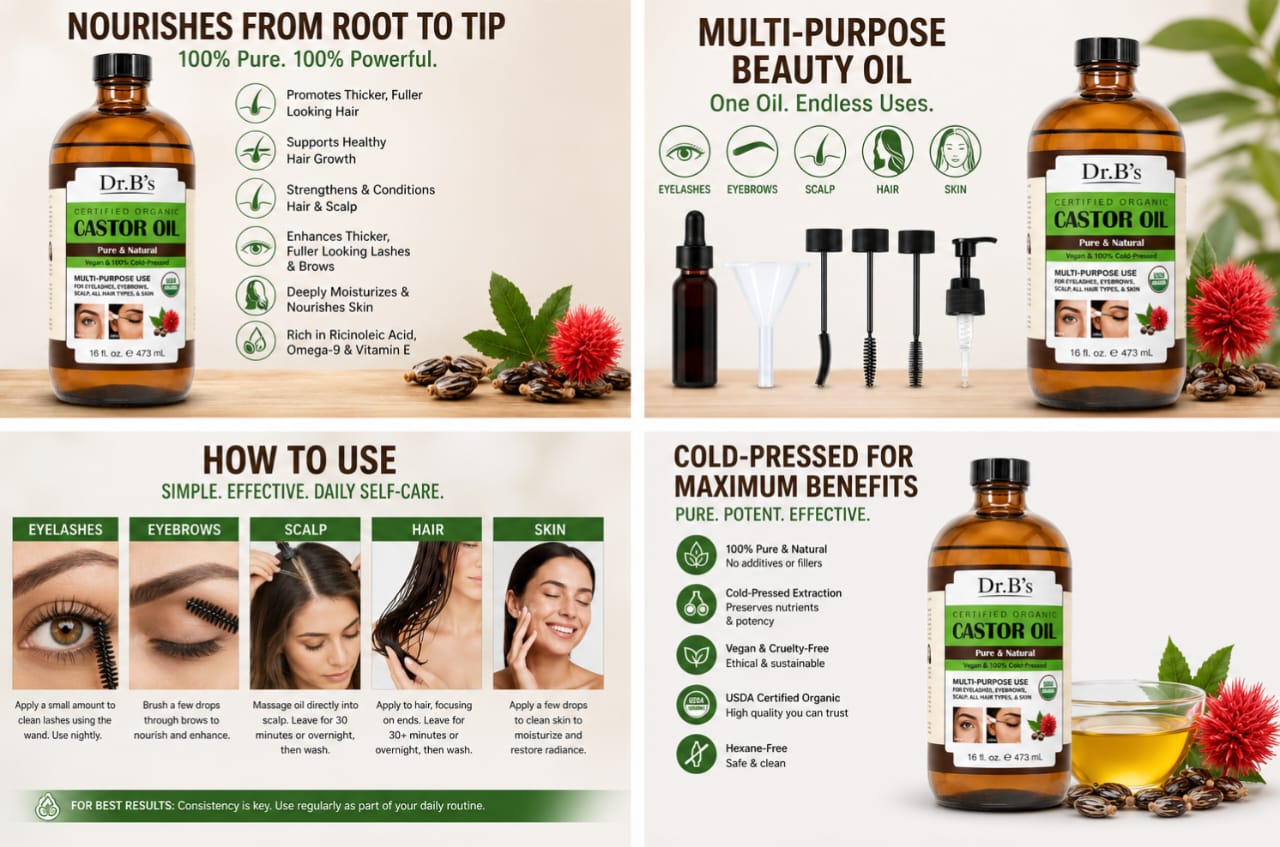 Dr.B's Castor Oil Kit – Pure, Natural, and Powerful Care for Hair &amp; Skin