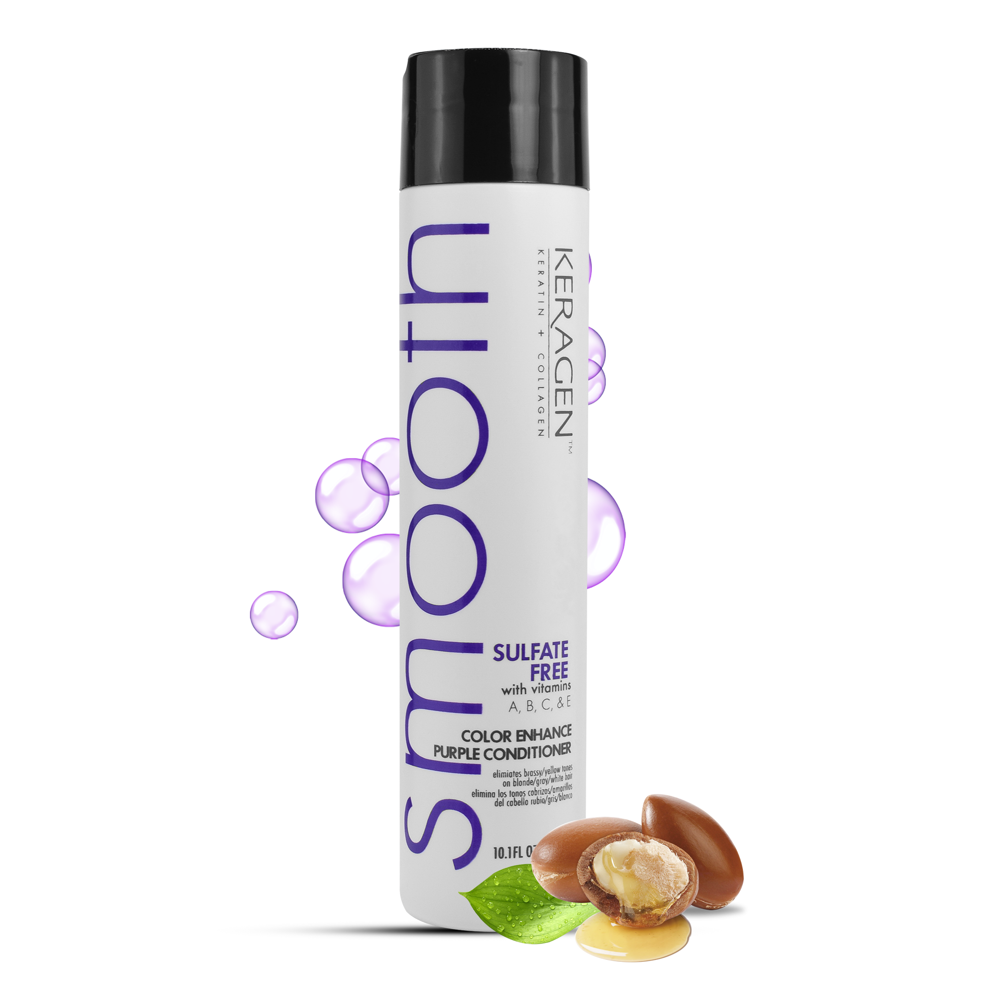 KERAGEN Sulfate-Free Color Enhance Purple Conditioner – Neutralizes Yellow Tones for Blonde &amp; Silver Hair, with Keratin, Panthenol, Vitamins, Collagen &amp; Jojoba Oil - Beauty Market Online