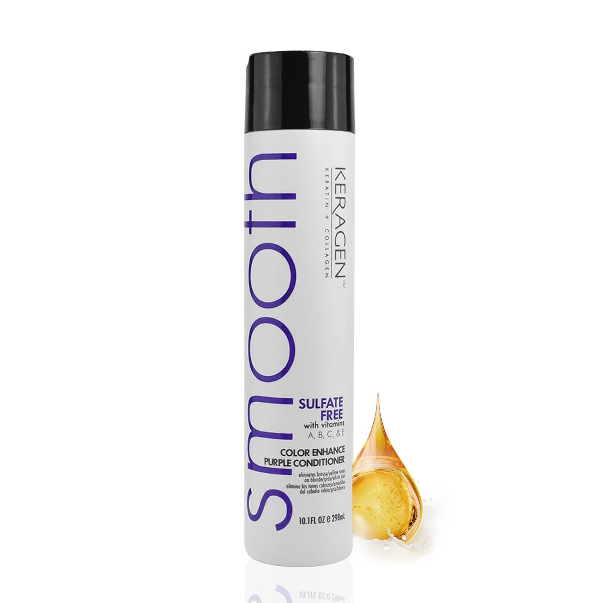 KERAGEN Sulfate-Free Color Enhance Purple Conditioner – Neutralizes Yellow Tones for Blonde &amp; Silver Hair, with Keratin, Panthenol, Vitamins, Collagen &amp; Jojoba Oil - Beauty Market Online