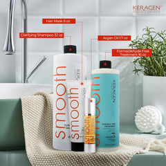 KERAGEN Brazilian Keratin Treatment Kit - Formaldehyde-Free Smoothing System with Argan Oil