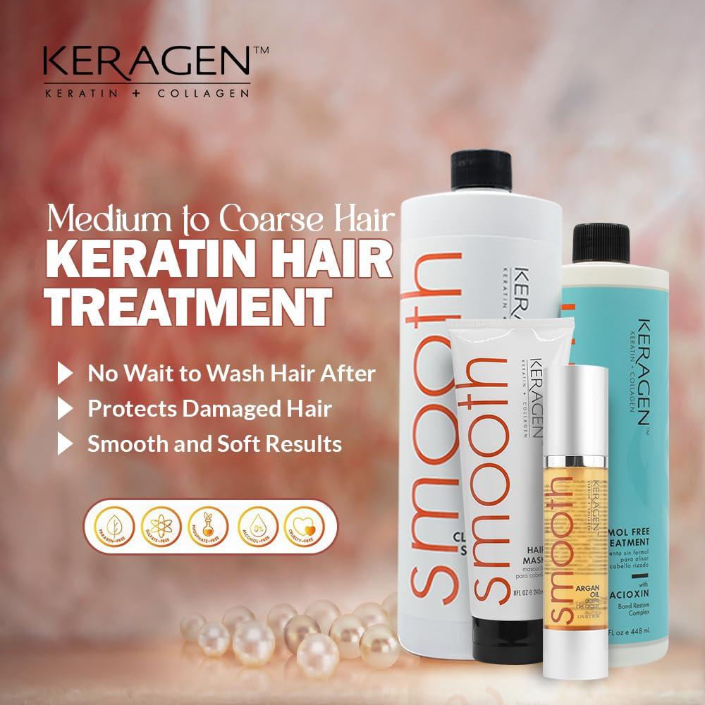 KERAGEN - Brazilian Keratin Hair Treatmen Kit, Formaldehyde-Free Smoothing Treatment for All Hair Types - Beauty Market Online