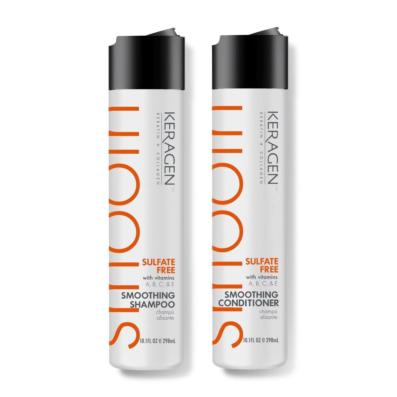 KERAGEN Smoothing Shampoo &amp; Conditioner - Keratin &amp; Collagen Infused Frizz Control System