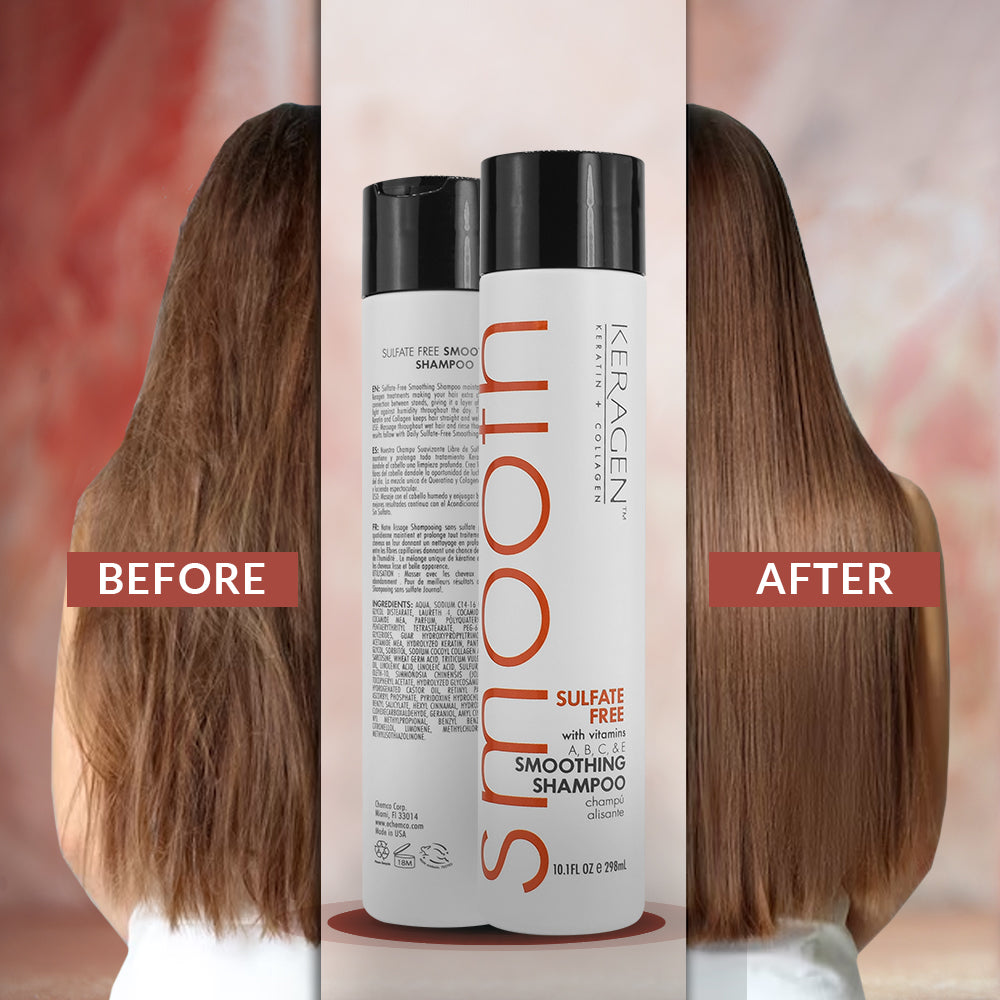 KERAGEN Smoothing Shampoo &amp; Conditioner Set – Sulfate-Free – Keratin &amp; Collagen Infused – Deep Moisture, Strengthens, Protects Color &amp; Repairs with Panthenol – For All Hair Types - Beauty Market Online