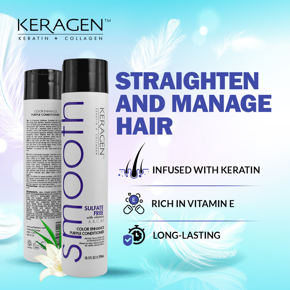KERAGEN Purple Shampoo &amp; Conditioner - Toning System for Blonde &amp; Silver Hair