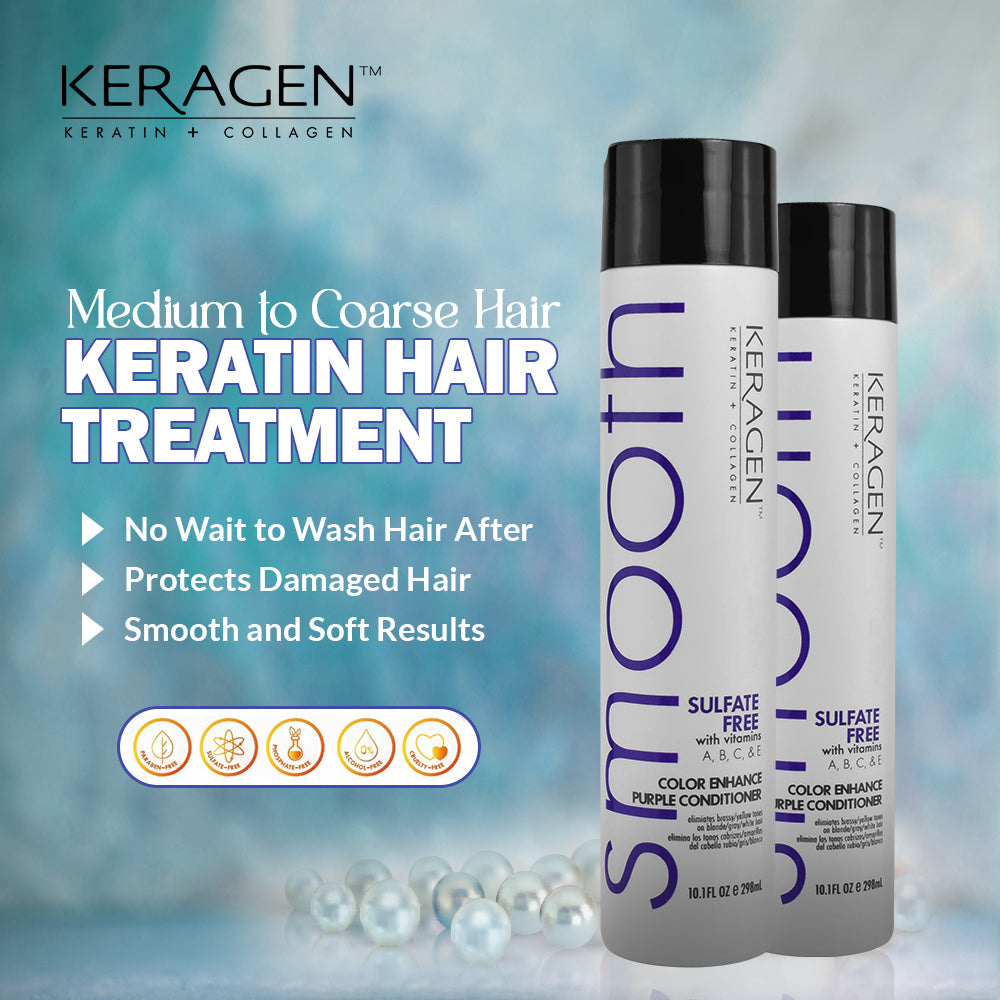 KERAGEN Sulfate-Free Color Enhance Purple Conditioner – Neutralizes Yellow Tones for Blonde &amp; Silver Hair, with Keratin, Panthenol, Vitamins, Collagen &amp; Jojoba Oil - Beauty Market Online