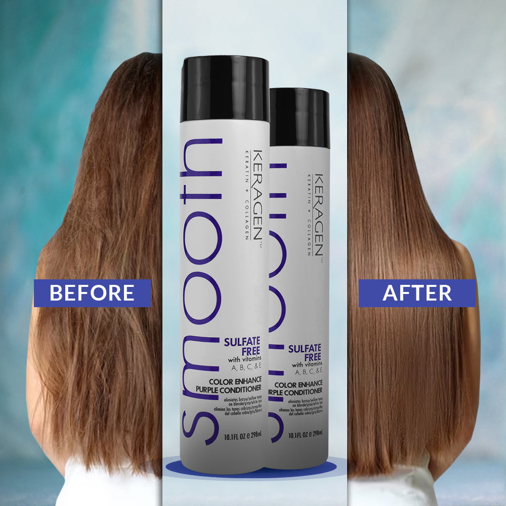 KERAGEN Sulfate-Free Color Enhance Purple Conditioner – Neutralizes Yellow Tones for Blonde &amp; Silver Hair, with Keratin, Panthenol, Vitamins, Collagen &amp; Jojoba Oil - Beauty Market Online