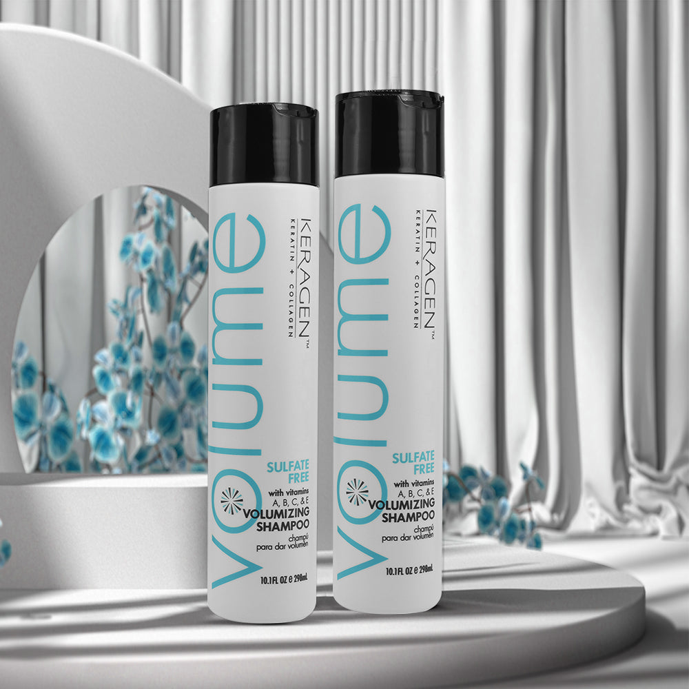 KERAGEN Volumizing Shampoo &amp; Conditioner Duo - For Fine Hair with Keratin &amp; Collagen