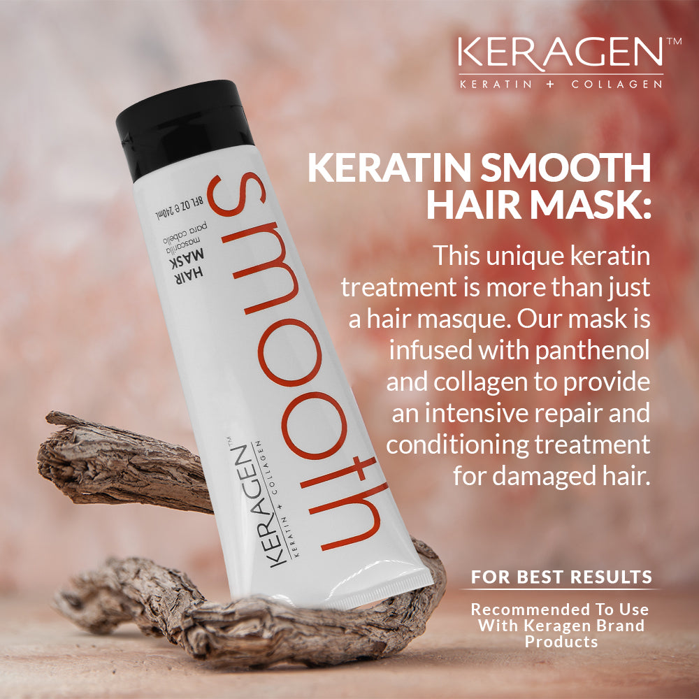 KERAGEN - Deep Moisturizing Hair Mask for Dry &amp; Damaged Hair (8 Oz) - Repairs, Restores, Frizz-Free, Infused with Keratin, Panthenol, Collagen &amp; Jojoba Oil