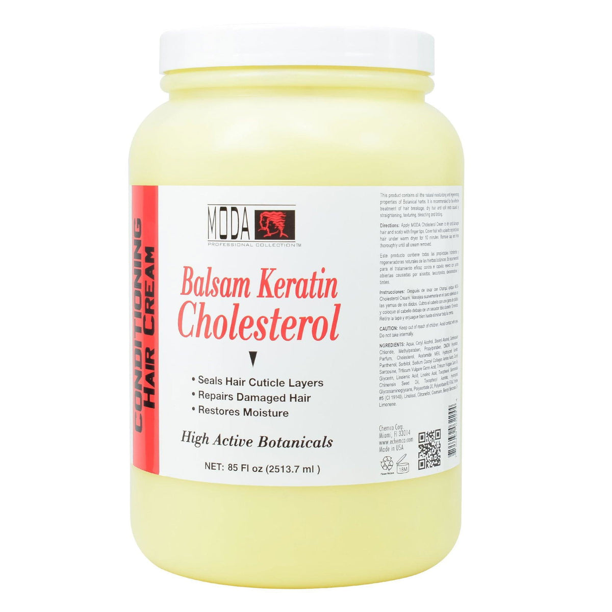 MODA - Balsam Keratin Cholesterol - Strengthens and Revitalizes Hair - Deep Nourishment and Repair