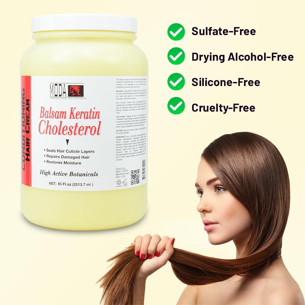 MODA - Balsam Keratin Cholesterol - Strengthens and Revitalizes Hair, 85oz - Deep Nourishment and Repair - Beauty Market Online
