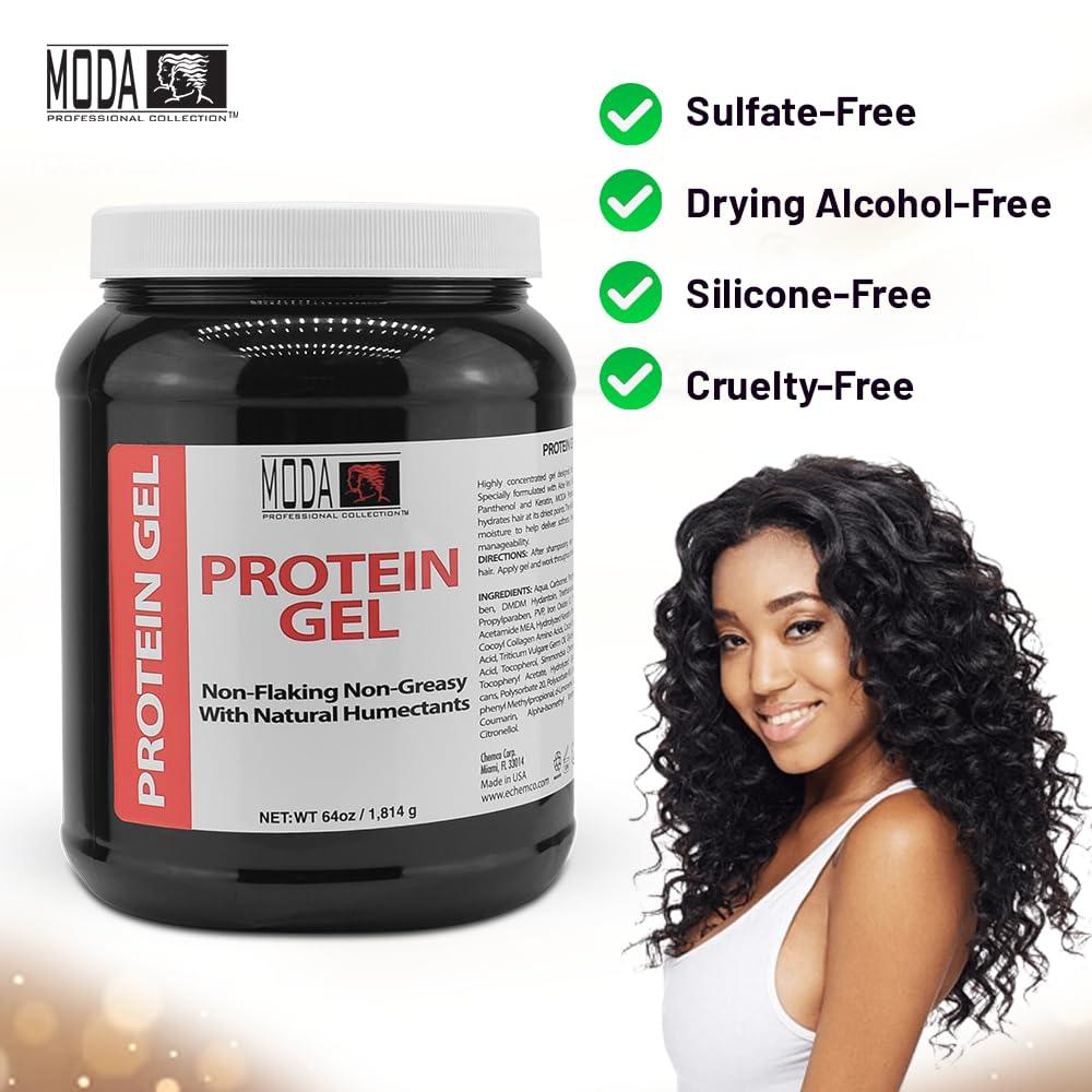 MODA - Protein Conditioning Hair Gel with Glycerin &amp; Keratin, 64 Oz - Non-Flaking, Non-Greasy Styling Gel - Beauty Market Online