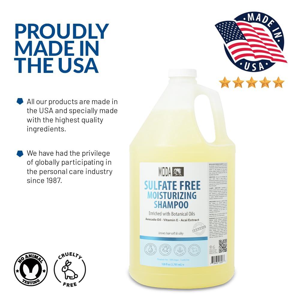 MODA - Sulfate-Free Shampoo - Gentle Cleansing, 128 oz - Nourishes & Protects All Hair Types - Beauty Market Online
