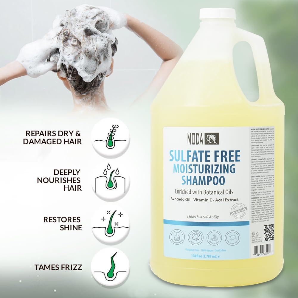 MODA - Sulfate-Free Shampoo - Gentle Cleansing, 128 oz - Nourishes & Protects All Hair Types - Beauty Market Online