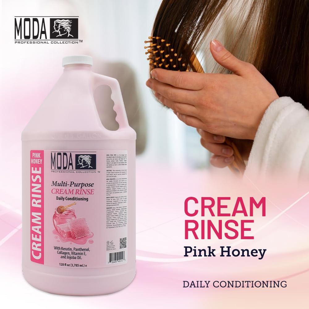 MODA Cream Rinse - Pink 128 Oz - Deeply Conditions and Softens Hair - Beauty Market Online