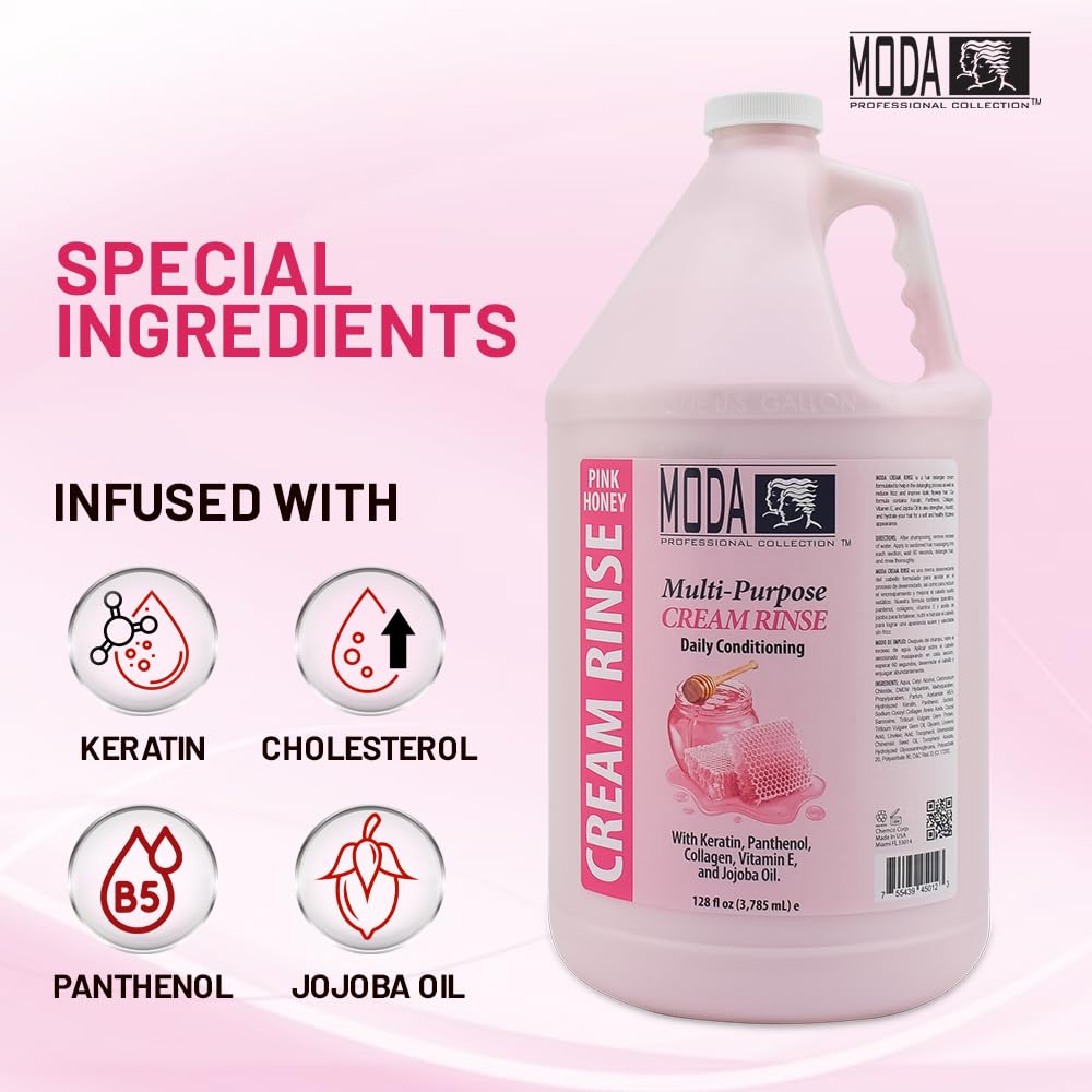 MODA Cream Rinse - Pink 128 Oz - Deeply Conditions and Softens Hair - Beauty Market Online