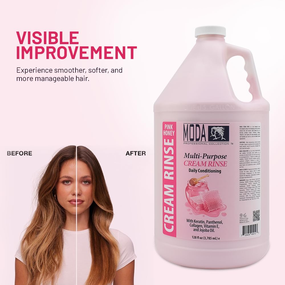 MODA Cream Rinse - Pink 128 Oz - Deeply Conditions and Softens Hair - Beauty Market Online