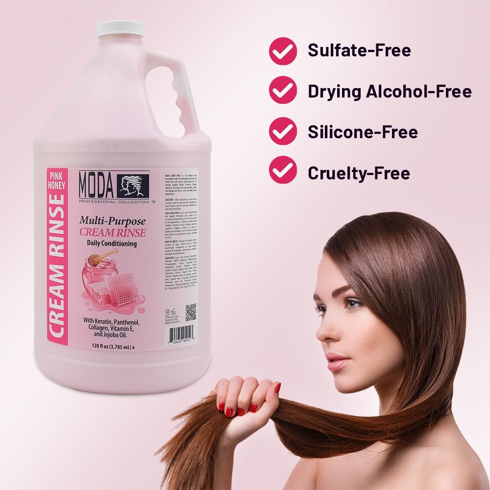 MODA Cream Rinse - Pink 128 Oz - Deeply Conditions and Softens Hair - Beauty Market Online