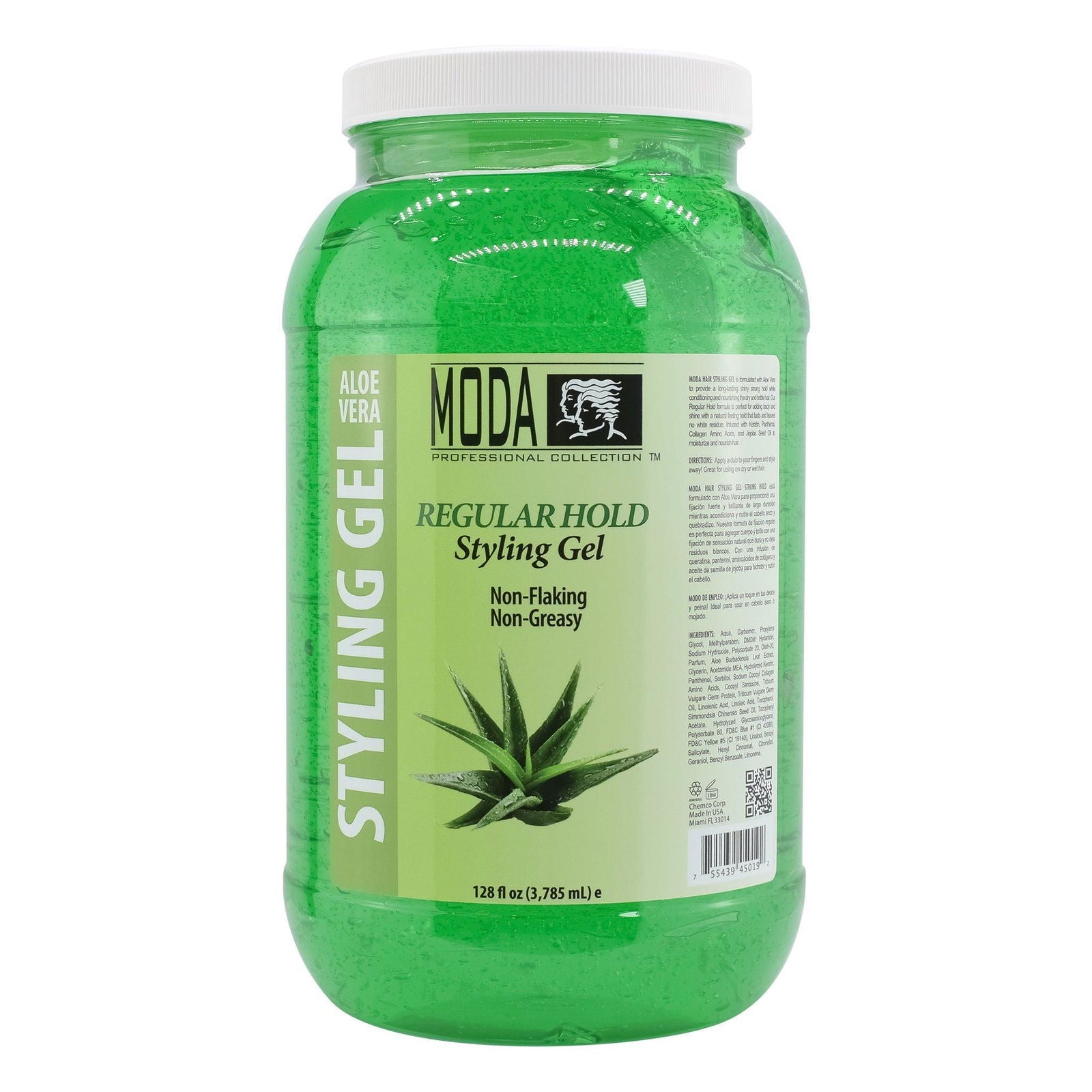 Moda Strong Hold Styling Gel With Glycerin, Keratin, Panthenol, Collagen Amino Acids, Jojoba Oil, and Vitamin E Long L
