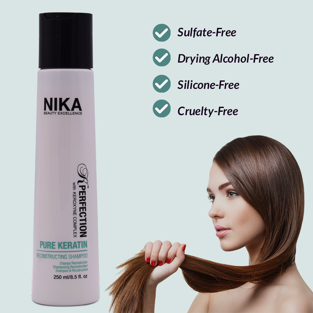 NIKA Fairy Silk Reconstructing Shampoo - Intense Keratin Repair for Dry, Damaged Hair - 8.5fl oz