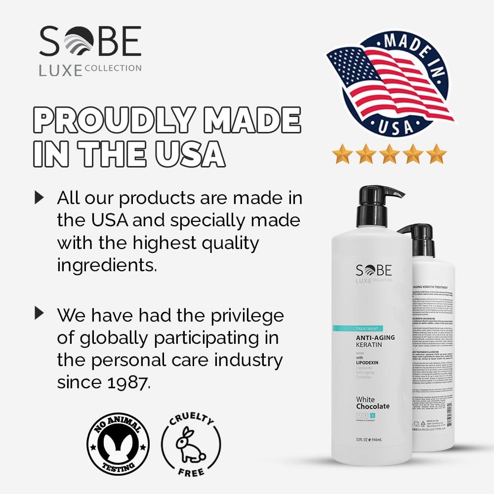 SOBE LUXE - Brazilian Keratin Blowout System, 32 Oz, White Chocolate, Sulfate-Free, Frizz-Free - Beauty Market Online