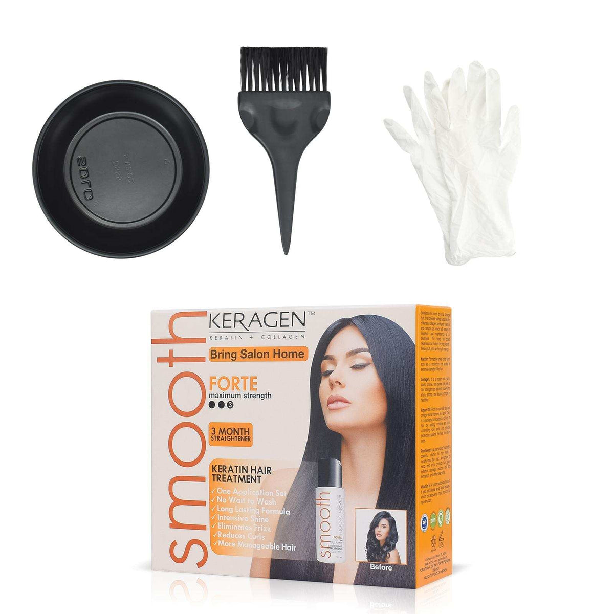 KERAGEN Brazilian Keratin Treatment - Professional Smoothing Kit for Frizzy Hair