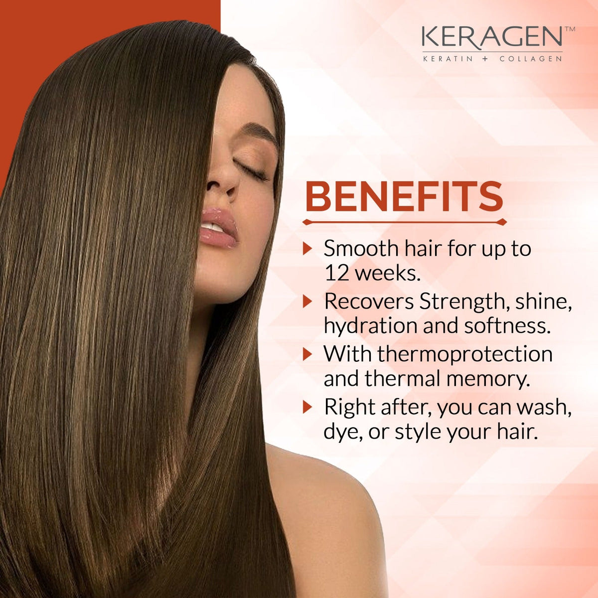 KERAGEN Brazilian Keratin Treatment - Professional Smoothing Kit for Frizzy Hair